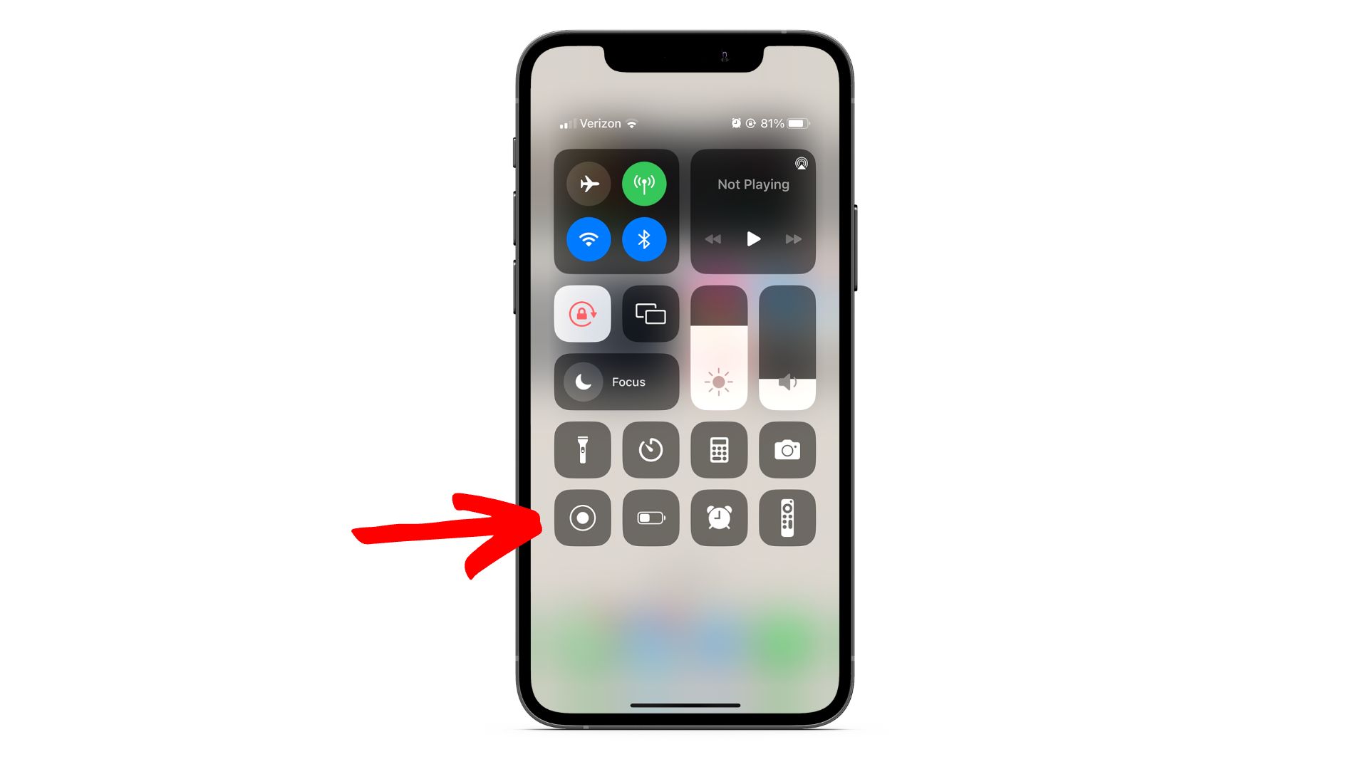 iPhone Control Center Screen Record Button