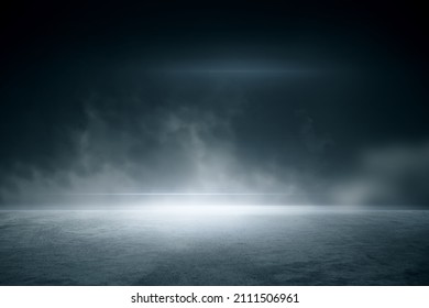 Abstract Background With Concrete Ground And Foggy Clouds And Mock Up Place Landing Page Concept