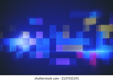 Abstract Colorful Blurry Pixel Blocks Background Bg And Technology Digital World Concept 3D Rendering