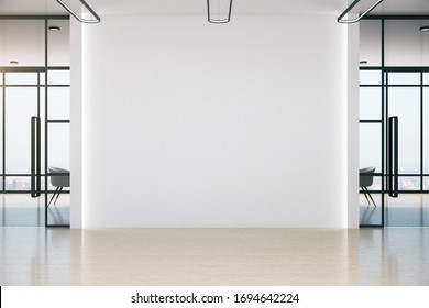 Conference Office Room With Blank White Wall Table And Chairs Workplace And Lifestyle Concept 3D Rendering