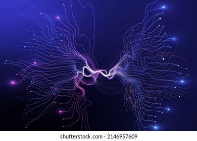 Modern Dynamic Blue Neuron Plasma Energy Laser Futuristic Virtual Technology Wallpaper Digitally Generated Image 3D Rendering