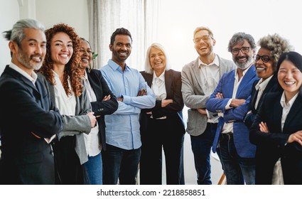 Multiracial Business People Looking At Camera Inside Bank Office   Meeting And Entrepreneur Concept