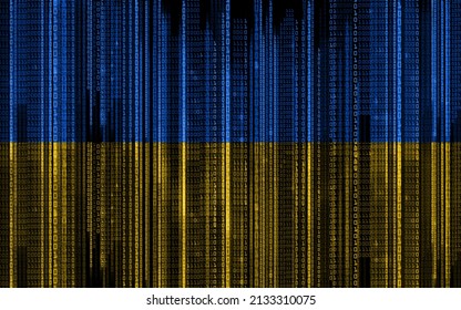 Technology Cyberspace And Information Concept   Binary Code Pattern In Colors Of Flag Of Ukraine